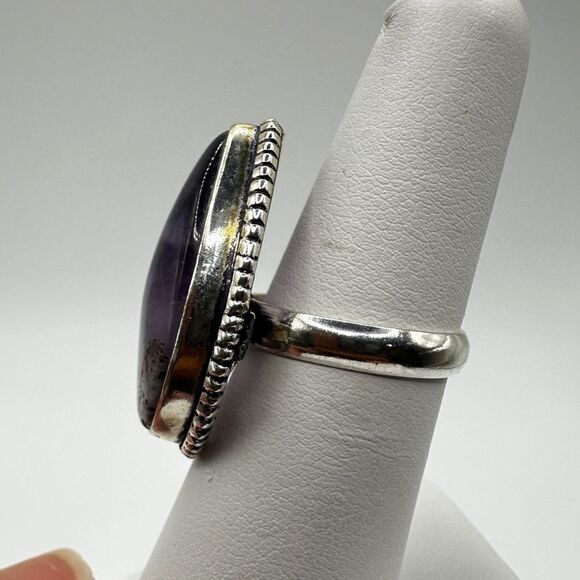 Pear cut Amethyst Cabochon ring in solid Sterling silver! - Picture 9 of 13